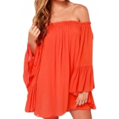 Sexy Cold Shoulder Chiffon Dress with Flutter Sleeve
