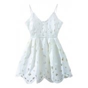 White Cutout Ladylike Slip Fit&Flare Dress