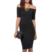 Off-The-Shoulder Fitted Midi Dress