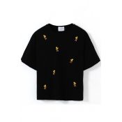 Short Sleeve Simpson Embroidered Crop T-Shirt