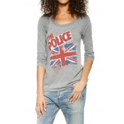 Retro Cutout Back Long Sleeve Graphic Top