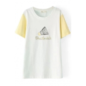 Badminton Print Yellow Short Sleeve T-Shirt