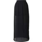 Elegant Side Split Chiffon Longline Skirt