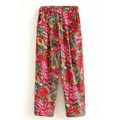 Chinese Vintage Blossom Print Harem Pants