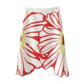 Asymmetric Hem Floral Print Midi Skirt