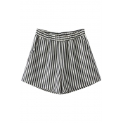 Elastic High Waist Stripe Shorts