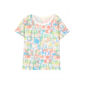 All Over Colorful Square Print T-Shirt