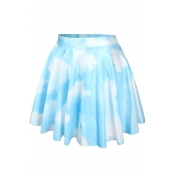 Blue Sky Print Skater Skirt