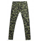Hunter Green Camouflage Pattern Crop Pants