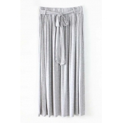 Plain Cotton Ruched Tie Waist Tube Skirt