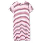 Stripe Short Sleeve Casual T-Shirt Dress