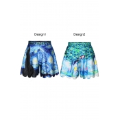 Cartoon and Painting Print Loose Casual Culottes