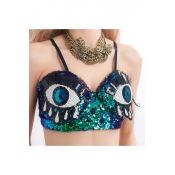 Funny Eyes Sequins Green Club Bralets