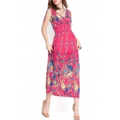 Blush Sleeveless V-Neck Flora Longline Chiffon Dress