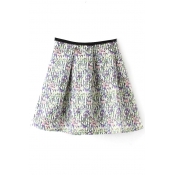 Floral Print Striped A-Line Short Skirt