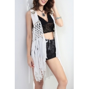 White Tassel Weave Cutout Holiday Cover-Up