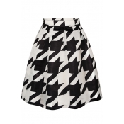 Mono Geometric Print Tie Dye A-Line Skirt