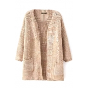 Cable Knit Long Sleeve Pocket Loose Cardigan