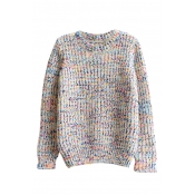 Long Sleeve Multi Color Dot Round Neck Sweater