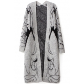 Gray Beautiful Lady Patter Open Front Cardigan
