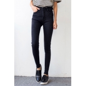 Plain High Waist Skinny Fitted Pencil Jeans
