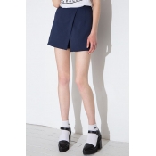 Plain High Waist Zip Side Skort Shorts