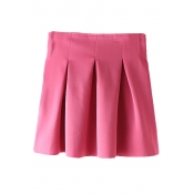 Pink Pleated Zip Back Mini Skirt