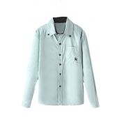 Plain Lapel Single-Breasted Pocket Long Sleeve Shirt