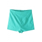 Plain Zip Back Elastic Hotpant Shorts