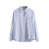 Plain Lapel Long Sleeve Single Pocket Single Breasted Shirt