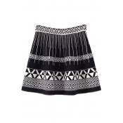High Waist Geometric Print Knit Skirt