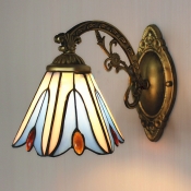 Tiffany Stained Glass Pull Chain Mini Bathroom Wall Sconce
