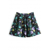 Floral Print Zip Back A-Line Mini Skirt