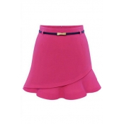 Zip Side Plain Ruffle Hem Bodycon Mini Skirt