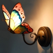 Tiffany Stained Glass Style Butterfly Shape Wall Sconce 6 Inch Mini Hanging Pendant Lighting