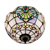 Two-light Baroque Style Blue Stained Glass Tiffany Flush Mount Ceiling Light