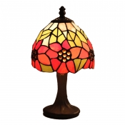 Mini 6 Inch Tiffany Table Lamp with Sun Flower Décor Glass