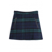 Zip Back Zipper Detail Plain Mini Skirt