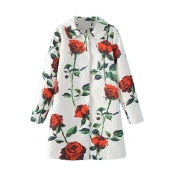 Lapel Rose Floral Jacquard Single Breasted Coat