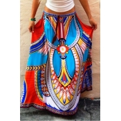 Tribal Print A-line Maxi High Waist Skirt
