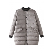 Stand Up Neck Single Breasted Loose Long Padded Coat