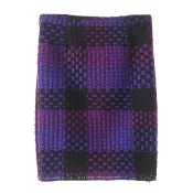 Plaid High Waist Tube Purple Midi Knit Skirt
