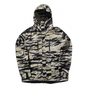 Hooded Zipper Waterproof Camouflage Loose Jacket