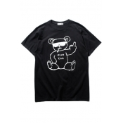 Funny Bear Print Pullover Loose Boy Friend Style Tee