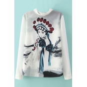 Lace Patchwork Stand Up Neck Peking Opera Character Blouse