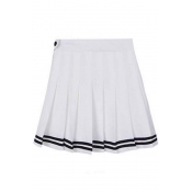Short Pleated Striped Hem Tennis Skirt