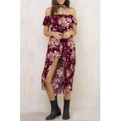 Off The Shoulder High Low Floral Print Rompers