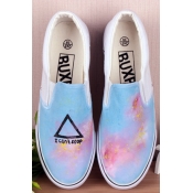 Hand-Painted Sky Scrawl Canvas Platform Sneakers For Women