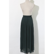 Plain Shirring Waist Midi Skirt