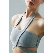 Plain Strappy Halter Cropped Corset